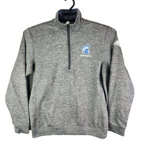 Mens Heather Gray Adidas Team Issue Pullover Sweatshirt 1/4 Zip Long Sleeve M